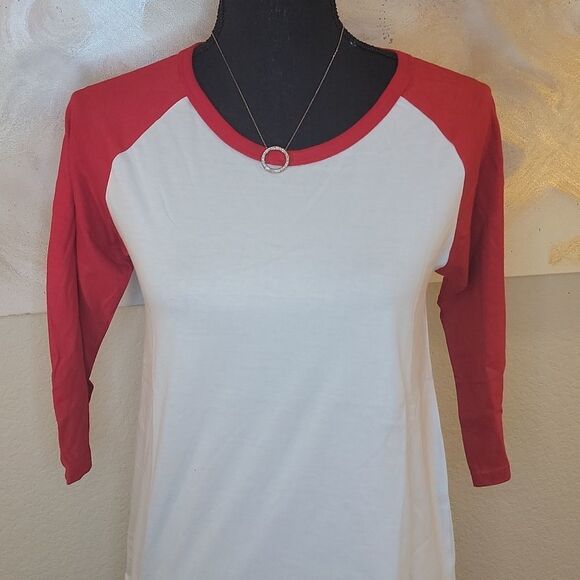 Baseball T-Shirt 2-toned White & Red - Picture 12 of 15
